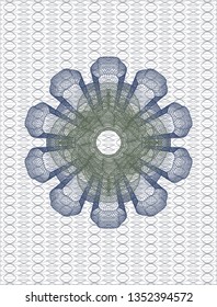 Blue and green passport rosette