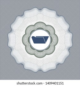 Blue and green passport rosette with folder icon inside