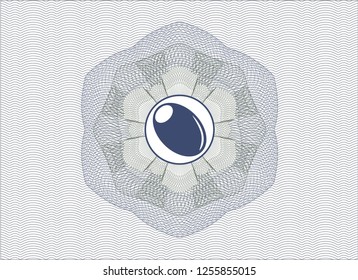Blue and green passport rosette with olive icon inside