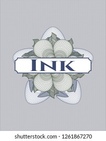 Blue and green passport rosette with text Ink inside