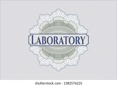 Blue and green passport rosette with text Laboratory inside