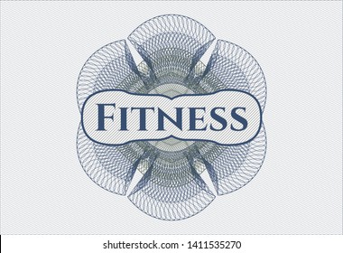 Blue and green passport rosette with text Fitness inside
