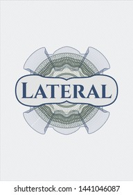 Blue and green passport rosette with text Lateral inside