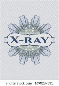 Rosette de pasaportes azul y verde con rayos X de texto dentro