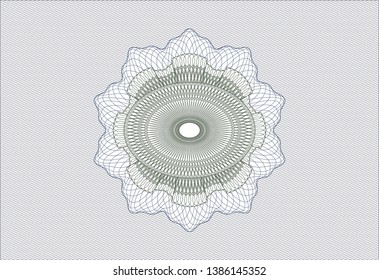 Blue and green passport rosette. Vector Illustration. Detailed.