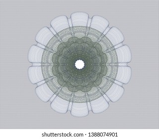 Blue and green passport rosette. Vector Illustration. Detailed.