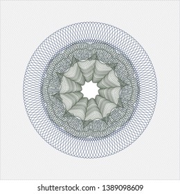 Blue and green passport rosette. Vector Illustration. Detailed.