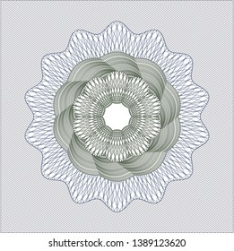 Blue and green passport rosette. Vector Illustration. Detailed.