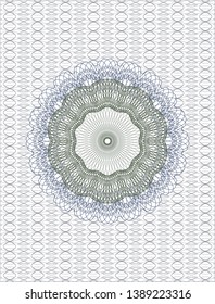 Blue and green passport rosette. Vector Illustration. Detailed.