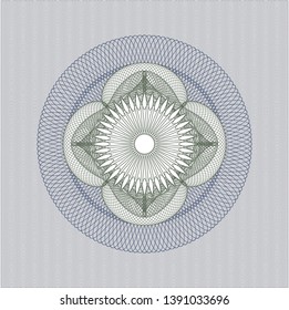 Blue and green passport rosette. Vector Illustration. Detailed.
