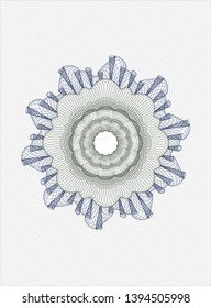 Blue and green passport rosette. Vector Illustration. Detailed.
