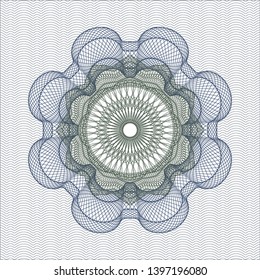 Blue and green passport rosette. Vector Illustration. Detailed.