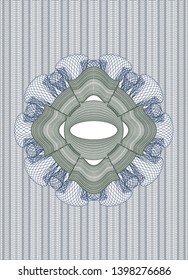 Blue and green passport rosette. Vector Illustration. Detailed.