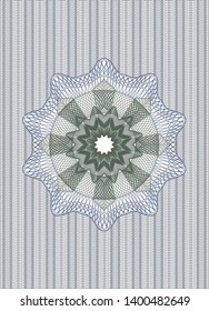Blue and green passport rosette. Vector Illustration. Detailed.