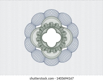Blue and green passport rosette. Vector Illustration. Detailed.
