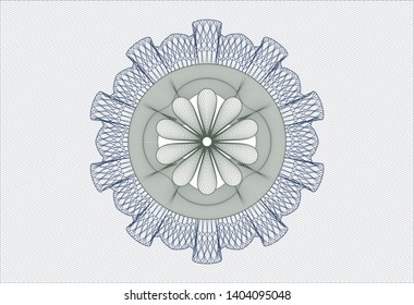 Blue and green passport rosette. Vector Illustration. Detailed.