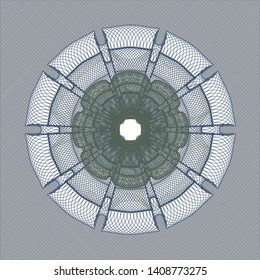 Blue and green passport rosette. Vector Illustration. Detailed.