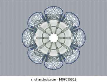 Blue and green passport rosette. Vector Illustration. Detailed.