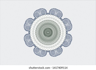 Blue and green passport rosette. Vector Illustration. Detailed.