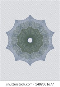 Blue and green passport rosette. Vector Illustration. Detailed.