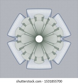 Blue and green passport rosette. Vector Illustration. Detailed.