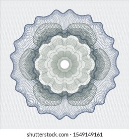 Blue and green passport rosette. Vector Illustration. Detailed.