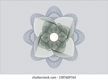 Blue and green passport rosette. Vector Illustration. Detailed.