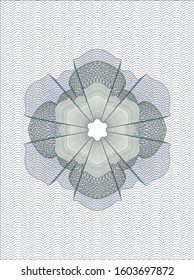 Blue and green passport rosette. Vector Illustration. Detailed.
