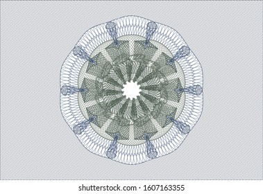 Blue and green passport rosette. Vector Illustration. Detailed.