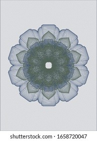 Blue and green passport rosette. Vector Illustration. Detailed.