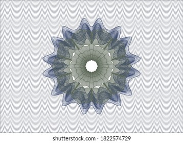 Blue and green passport rosette. Vector Illustration. Detailed. 