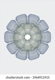 Blue and green passport rosette. Vector Illustration. Detailed. 
