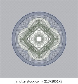 Blue and green passport rosette. Vector Illustration. Detailed. 