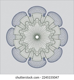 Blue and green passport rosette. Vector Illustration. Detailed. 