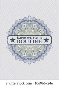 Blue and green passport rossete with text Improve your routine inside