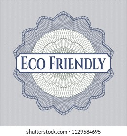 Blue and green passport rossete with text Eco Friendly inside