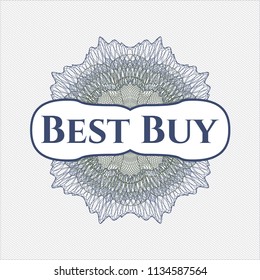Blue and green passport rossete with text Best Buy inside
