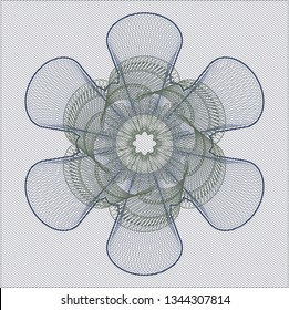 Blue and green passport style rosette