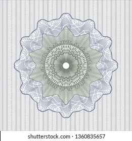 Blue and green passport style rosette