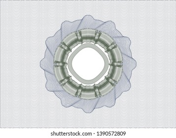 Blue and green passport style rosette. Vector Illustration. Detailed.