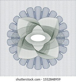 Blue and green passport style rosette. Vector Illustration. Detailed.