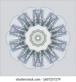 Blue and green passport style rosette. Vector Illustration. Detailed.