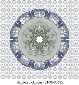 Blue and green passport style rosette. Vector Illustration. Detailed. 