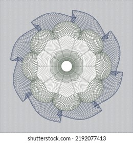 Blue and green passport style rosette. Vector Illustration. Detailed. 