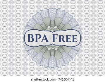 Blue and green passport style rossete with text BPA Free inside