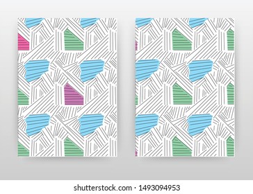 Blue, green, pink lined design for annual report, brochure, flyer, poster. Abstract texture background vector illustration for flyer, leaflet, poster. Business abstract A4 brochure template.