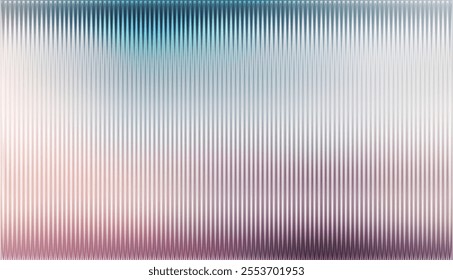 Blue green pink purple gradient ribbed glass. Vector ribbed glass texture background. Mesh gradient. acrylic ribbed bath surface. Reeded glass background semitransparent overlay. Bath wall window