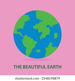 BLUE AND GREEN PLANET ROUND EARTH VECTOR GRAPHICS SIMPLE ILLUSTRATION DESIGN