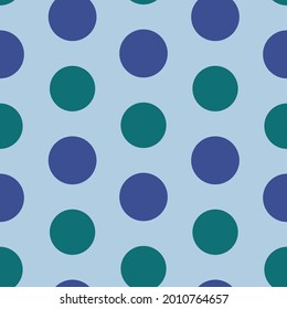 Blue and Green Polka Dot Seamless Pattern Background Print