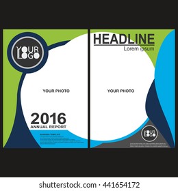 Blue and green presentation annual report brochure flyer design layout template vector. Easy to use and edit.